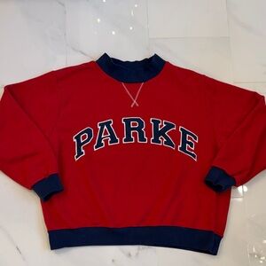 PARKE 4th Of July Red White and Blue Mockneck Heritage Terry L/XL Worn 1x